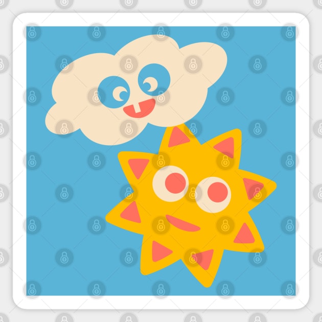 SUNNY WITH CLOUDY PERIODS Cute Kawaii Sun and Cloud for Kids and Adults - UnBlink Studio by Jackie Tahara Sticker by UnBlink Studio by Jackie Tahara